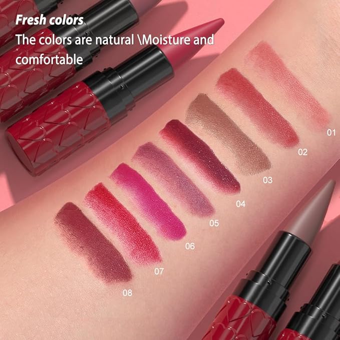 Taupe Brown Gradient Matte Lipstick Crayon Lip Liner pencil,Crayon Form and Cone Tip 2-in-1 Lip Liner and Lipstick Lip Combo Set Achieve Flawless Contour Gradual Ombre Effect lip Pencil for Old Women