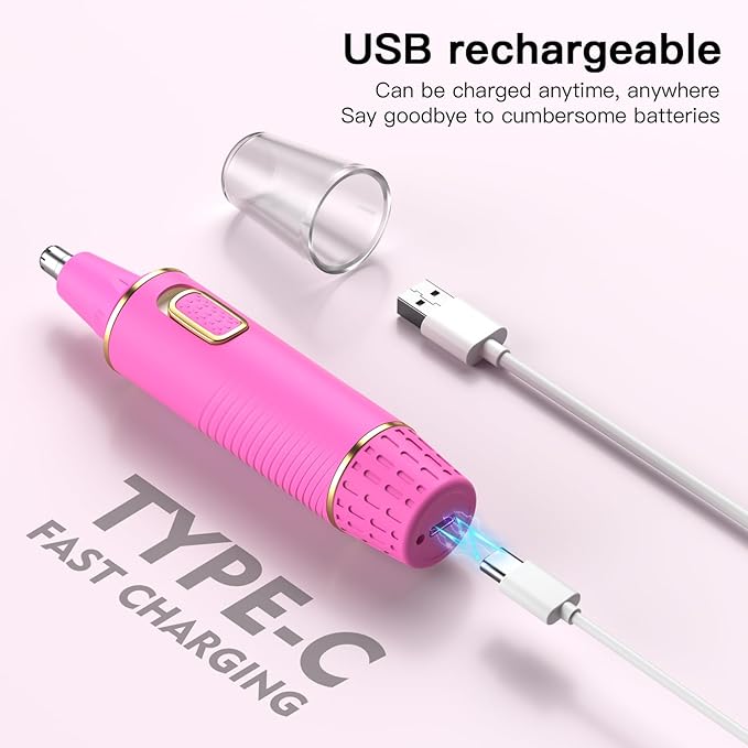 Nose Hair Trimmers for Women Men，Rechargeable Hair Trimmer 2 in 1 Painless Multifunctional Ear and Nose Hair Trimmer with IPX7 Waterproof Dual Edge Blades (Rose)
