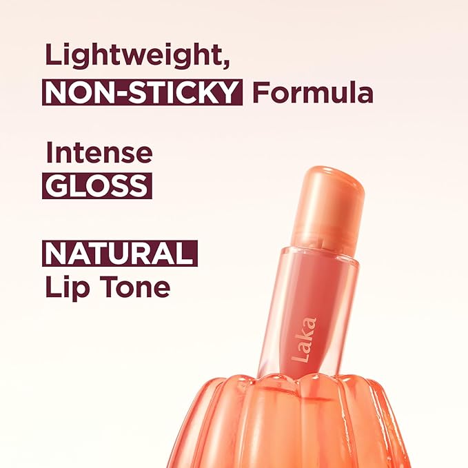 Laka Jelling Nude Gloss, 4.5g/0.15oz, Sheer Hydrating Lip Oil with No Stain, Non-Sticky, Nourishing Gloss for a Fresh, Glowy Look, Vegan, Clean Beauty Makeup, K-Beauty (#302 Grape Ring)