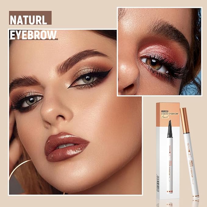 Eyebrow Pencil, Microblading Eyebrow Pencils for Women, Premium Magic 3D Waterproof Microblading Eyebrow Pen 4 Fork Tip Tattoo Pencil, Eye Brow Makeup Long-Lasting for Women (Dark Coffee)