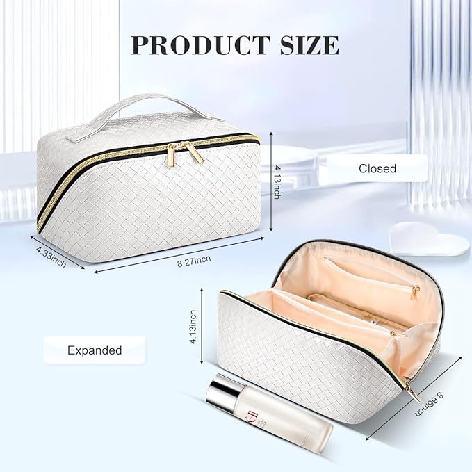 Personalized Initial Makeup Bag,Christmas Gifts for Girl,Preppy Bag Cosmetic Travel Bag Women,Travel Toiletry Organizer,Large Capacity Corduroy Stuff Bag,Cute Cosmetic Pouch Skincare Bag-LEO