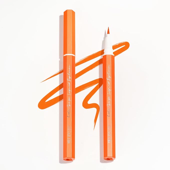 Liquid Eyeliner, Ultra Fine Orange Eyeliner, Long Lasting Colorful Eye Liner Pen with Felt Tip, High Pigment,Water Removable, Party Makeup Body Art Use (Tangerine Burst)