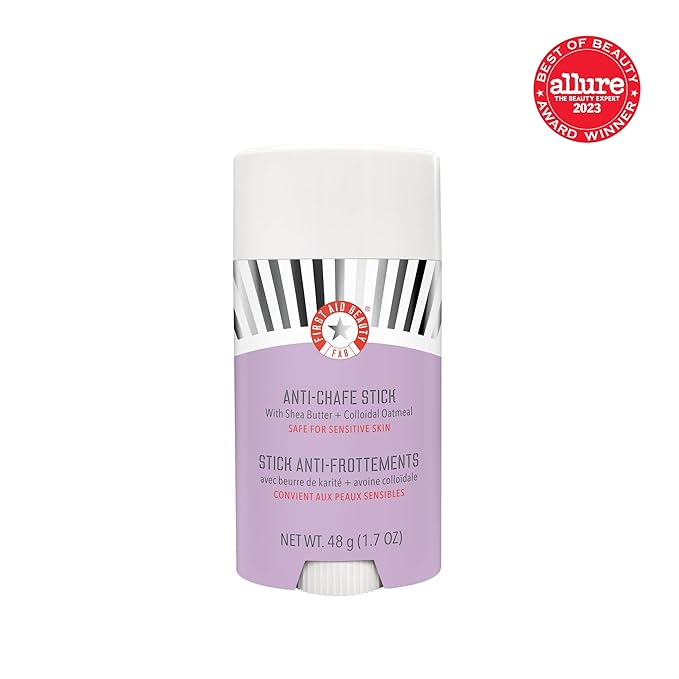 First Aid Beauty - Anti-Chafe Stick with Shea Butter and Colloidal Oatmeal, Clear Sweat-Resistant Chafe Guard Keeps Skin Comfortable for 10K Steps, Safe for Sensitive Skin, Vegan, Cruelty Free, 1.7 oz