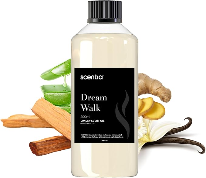 Scentia Hotel Diffuser Oil Inspired by The 5- Star Hotel Scent - 500 ml 16.9 fl oz - Essential Oil Diffuser Refill, White Tea Oil for Aromatherapy Diffusers - Dream Walk, Thanksgiving Gift