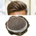 FACE MIRACLE Mens Toupee Lace Front Hairpieces Soft Human Hair Replacement System Natural Hairline Toupee for Men French Lace Poly V-Looped Mens hair Units 6"X8" 6# LIGHT BROWN