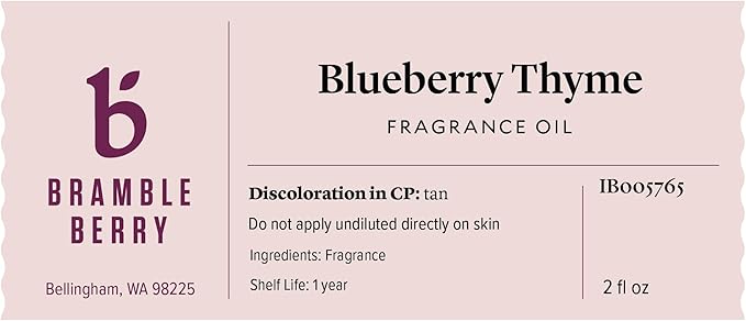 Bramble Berry Blueberry Thyme Fragrance Oil 2 oz | Sweet Herbal Scent for Soap Making, Candles, Lotion, Bath Bombs & Perfume | Skin Safe, Vegan, Paraben & Phthalate Free