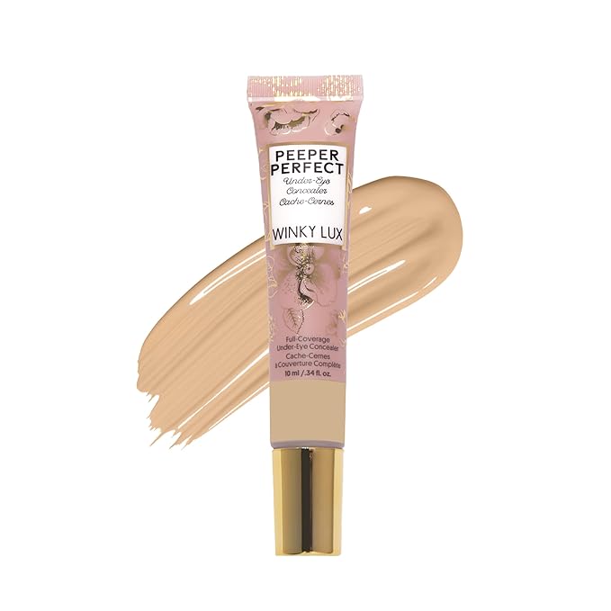 Winky Lux Peeper Perfect Under Eye Concealer, Makeup & Eye Brightener, Full Coverage Concealer for Dark Circles, Color Corrector & Eye Primer, With Collagen, Hyaluronic Acid & Vitamin E (Light Beige)