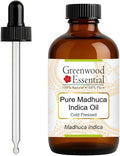 Greenwood Essential Pure Madhuca Indica Oil (Madhuca Indica) with Glass Dropper Cold Pressed 120ml (4 oz)