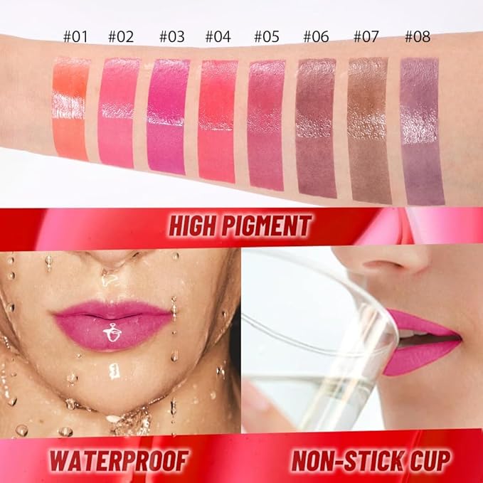 2Pcs Peel off Lip Stain Lip Oil Dual Ended Combo Set with Tweezer, 2 in 1 Baby Pink & Vivid Coral Lips Liner Stain Oil Long Lasting Waterproof, High Pigmented Flawless Lips Tint Stick Not Faded