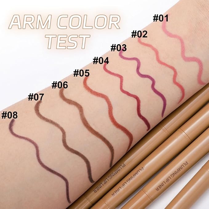 Medium Violet Red Matte Lip Liner Pencil, Plump Lip Liners Long-Lasting Creamy Formula, With Silicone Smudger for Define Contours & Sculpting Lip, Waterproof Non-Staining Crayon Lip Liner 03#