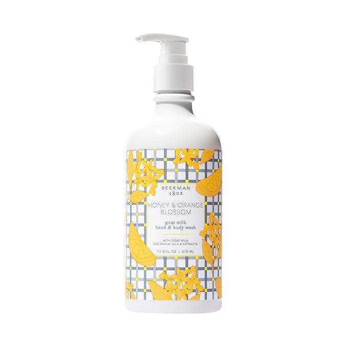 Beekman 1802 Goat Milk Hand Wash, Honey & Orange Blossom - Scented - 12.5 oz - Cleanses, Softens & Nourishes Skin - Good for Sensitive Skin - Cruelty Free - Ready For Use, Pump Inserted