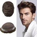 FACE MIRACLE Toupee for Men Lace Center Mens Toupee Hairpiece for Man Human Hair Replacement System Lace Center with Poly around Hair Units Mens Wig Hair Prosthesis 6"X9" #4ASH