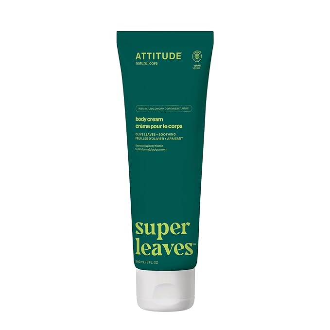 ATTITUDE Body Cream, EWG Verified Moisturizer, Vegan Moisturizing Products For Dry Skin, Dermatologically Tested, Olive Leaves, 8 Fl Oz