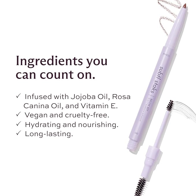 3-in-1 Brow Pencil - Vegan, Smudge-Proof, with Spoolie Brush and Clear Gel - Best Eyebrow Pencil for Fluffing, Filling, and Setting Brows, Dark Brown