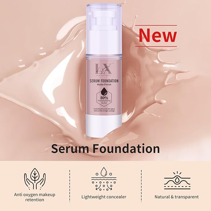 Moisturizing Foundation with 1% Hyaluronic acid, Deep Hydration & High Coverage Serum Foundation for A Smooth & Satin Finish, 410 Deep