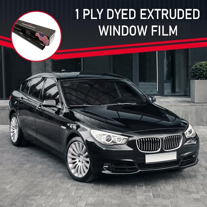 United Professional Window Tint 5% VLT 36" in x 100'Ft 1Ply Dyed Upgraded Film - Privacy Window Tint for Cars, Home, Blocks UV/IR Rays, Reduce Heat & Glare - Adhesive Window Film Standard Black Color