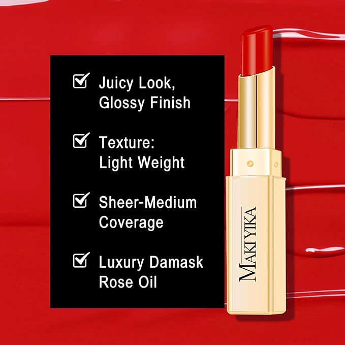 3Pc Moisture Lipsticks for Women Nude Pink Red Lipstick Hydrate Tinted Lip Balm for Dry Cracked Lips Glossy Lip Color, MA55/62/63
