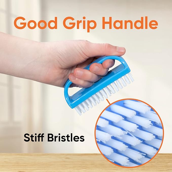 Superio Nail Scrubber Brush Nail Brush for Cleaning Fingernails Hand, and Toes, Small Scrub Brush Hand Scrubber Fingernail Brush Cleaner with Handle- Stiff Bristles, (3 Pack)