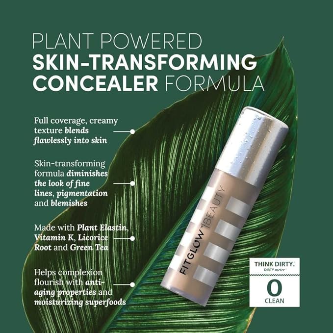 Fitglow Beauty Conceal+ | Vegan Full Coverage Concealer Skin Skincare with Vitamin K + Green Tea | Corrects Dark Circles, Blemishes & Redness | Non-Creasing, Natural Finish | C9-6g