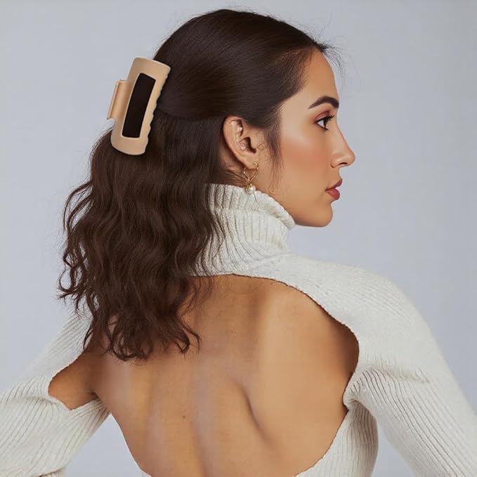 Silicone Hair Clips, Cloud Hair Pins for Women, 3.9 inch Soft Hair Claw Clip for Thick/Fine/Thin/Curly Hairstyle, Khaki 3 Pack