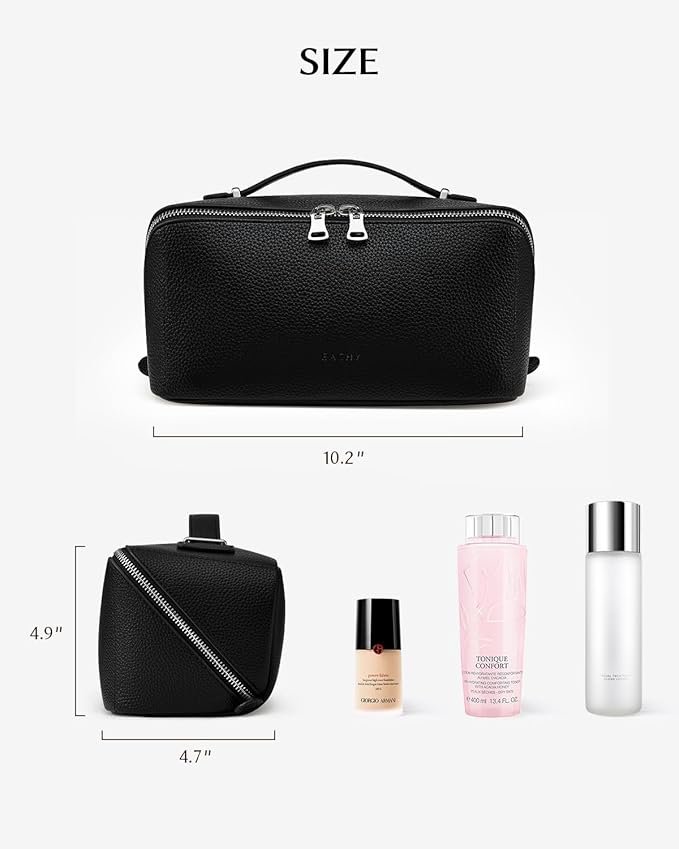 EACHY Makeup Bag,Large Capacity Travel Makeup Bag,Waterproof Portable Open Flat Toiletry Bag Cosmetic Bag with Divider and Handle