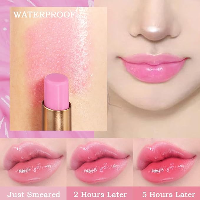 BINGBRUSH Peach Color Changing Lipstick,Moisturizer Long Lasting Lip Care Lip Balm Magic Lip Gloss Lip Tint Stain Gloss Set for Women (1pc Grape)
