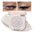 Glitter Shimmer Sparkle Eyeshadow Palette Makeup for Older Women, Silver Glitter Shimmer Metallic Holographic Multichrome Cream Iridescent Single Monochrome Eye Shadow Makeup, 12