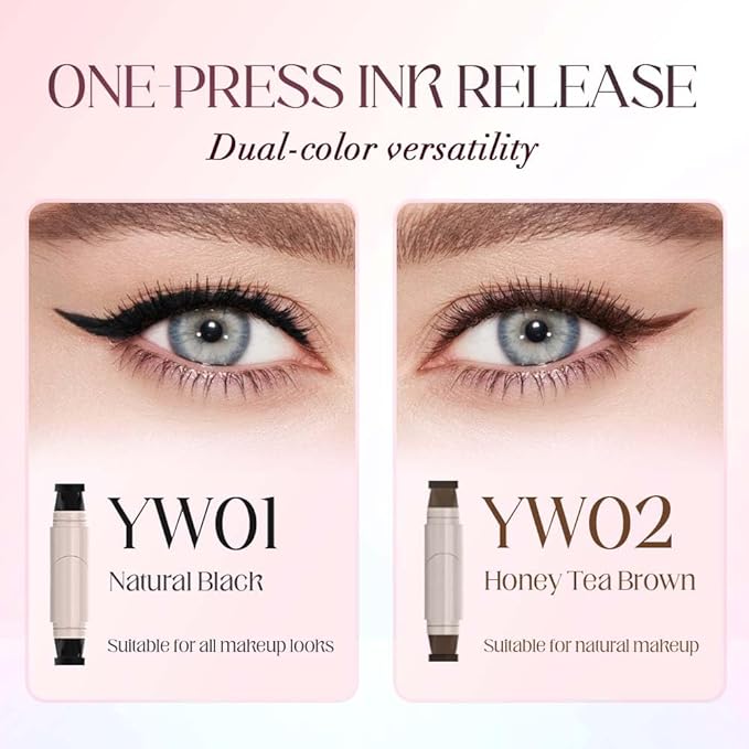 Gel Eyeliner Pencil Set, 2026 New Foldable Eyeliner Stamp for Perfect Wings, Waterproof Eyeliners Tool, Smudge Proof Eyeliners Pen for Beginners (2pcs Black)