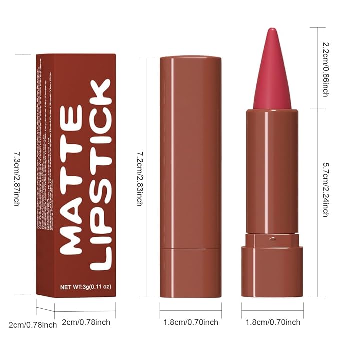 BINGBRUSH 2-in-1 Gradient Lip Liner & Lipstick Combo,Matte Longwear Waterproof Lip Pencil with Cone Tip,Smudge Proof Crayon for Flawless Ombre Contour,Women's Long Lasting Makeup Set (06#Carmine)
