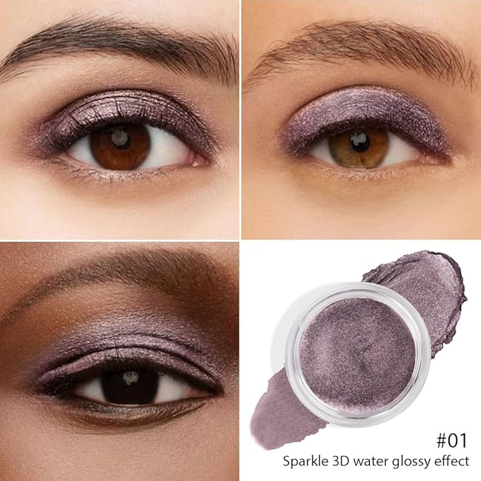 Cream Glitter Dark Purple Shimmer Metallic Eyeshadow Palette Makeup, Natural Single Mini Instant Holographic Eyeshadow For Women, Sombras Crema Para Ojos, Talc, Paraben & Cruelty Free