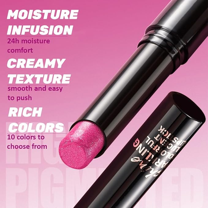 Lavender Purple Metallic Lipstick for Women,Lightweight Comfortable Non-Drying Shimmer Frosted Lipstick,Glitter Lip Gloss Stain Long Lasting Waterproof Smudge Proof 24 Hour Full Coverage Lip Makeup