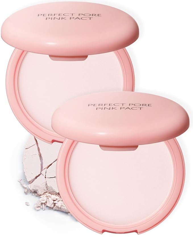 THESAEM Saemmul Perfect Pore Pink Pact - Makeup Finishing Pressed Powder for Sebum Control and Pore Minimization, Soothes Sensitive Skin with Calamine, Setting Powder, Clumps Free 12g. 2 Pack