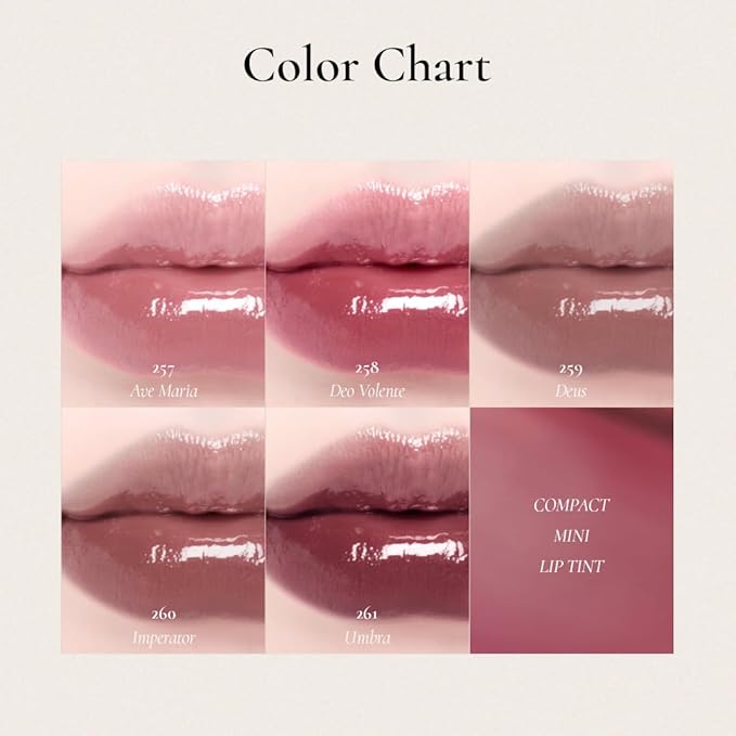 DINTO Blur-Glowy MINI Lip Tint (258 Deo Volente) - Glossy Finish, Hydrating, Long Lasting, Lightweight Texture, Non-Sticky, Vegan & Cruelty-Free, Korean makeup (11 colors)