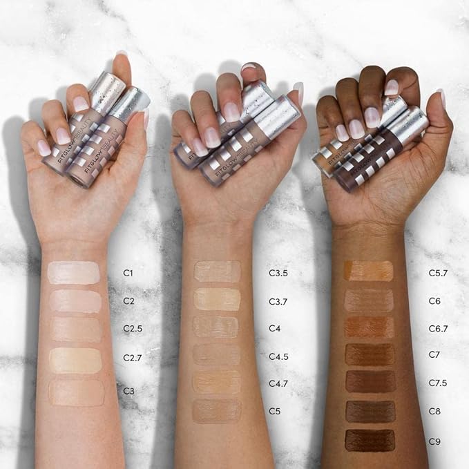 Fitglow Beauty Conceal+ | Vegan Full Coverage Concealer Skincare with Vitamin K + Green Tea | Corrects Dark Circles, Blemishes & Redness | Non-Creasing, Natural Finish | C7.5-6g