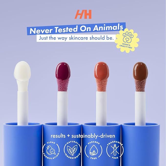 Handmade Heroes 100% Natural Vegan Lip Oil with Squalane Non-Sticky Lip Gloss Moisturizing, Shiny, Nourishing Korean Lip Gloss Lip Treatment Christmas Gifts - Pack of 3