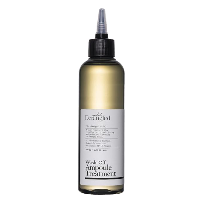 YADAH Detangled Wash-Off Ampoule Treatment 6.76 fl oz | Deep Repair & Nourishment with Ceramide NP, Hyaluronic Acid, Avocado Oil | Smooths, Moisturizes, Restores Shine for Damaged, Dry, Frizzy Hair