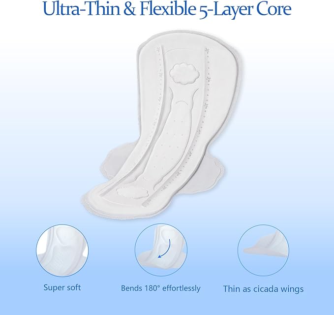 MODAL Pads for Women, Unscented Daily Thin Sanitary Pads for Period with Wings, 11.4 Inch(290 mm), Large, 12 Count