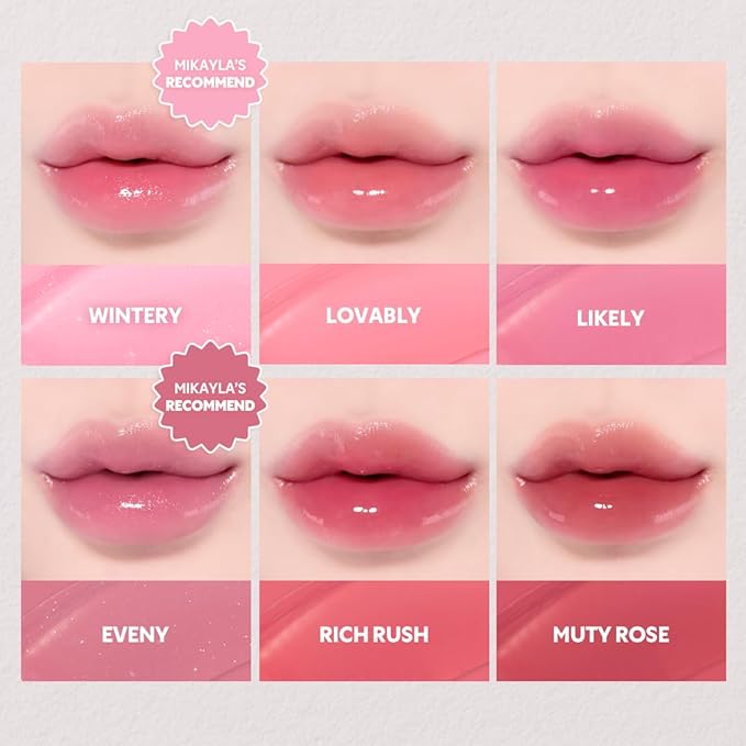 TIRTIR [*Mini Size Waterism Tinted Lip Gloss #01 Mauve Rose, 0.06 Fl Oz – Kiss Ready Lipgloss, 12H Long Lasting Non Sticky Natural Tinted Glow Korean Multiuse Cheek and Lip Tint for Women gift