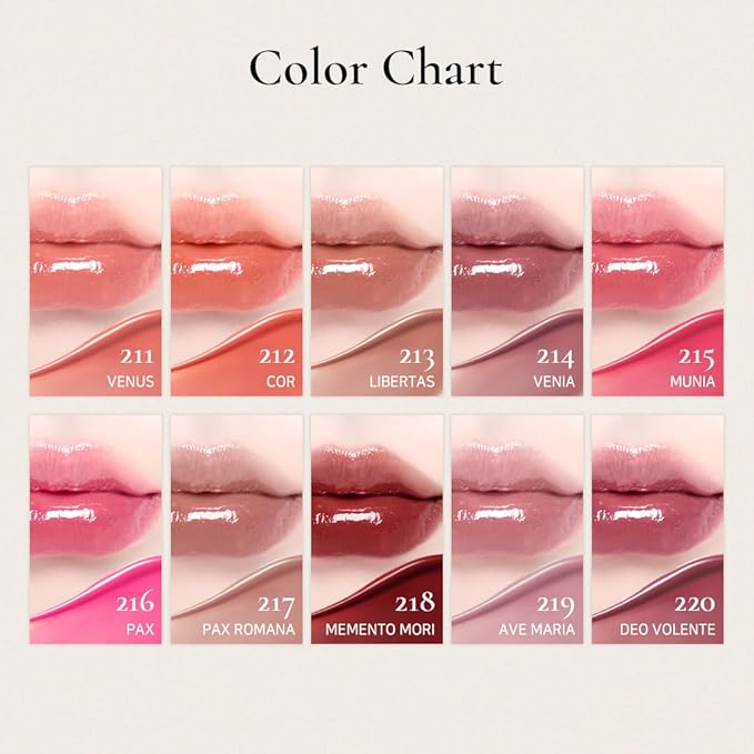 DINTO Blur-Glowy Lip Tint - Glossy Finish, Hydrating, Long Lasting, Lightweight Texture, Non-Sticky, Vegan & Cruelty-Free, K beauty (210 Reverentia, 0.11 fl.oz) (30 colors)