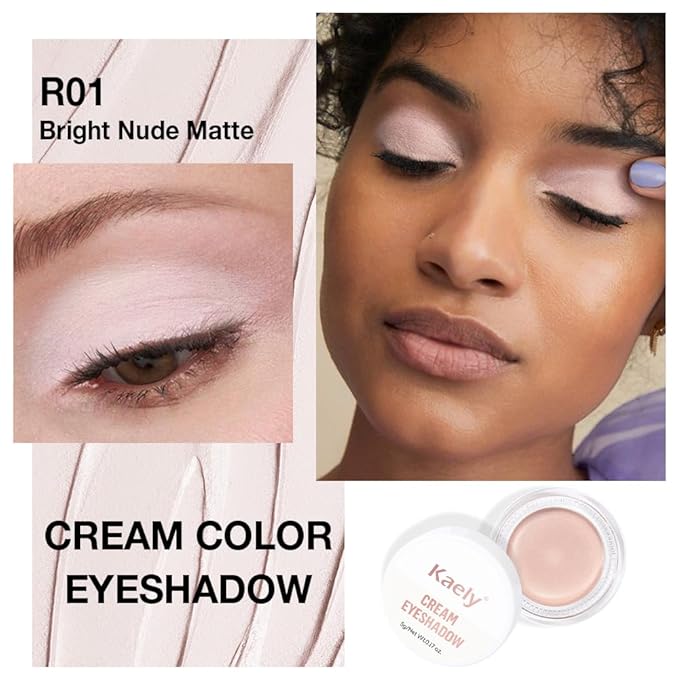evpct Matte Bright Nude Single Cream Eye Shadow Palette Pot Makeup for Older Women, Highly Pigmented Monochrome Cream to Powder Eyeshadow Palette Matte Liquid eyeshadow, Natural Waterproof Blendable