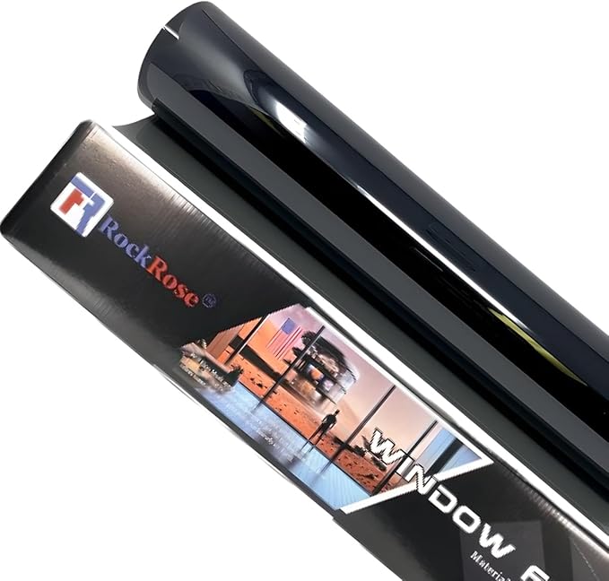 RockRose 5% Premium Carbon Car Window Tint Film 36 in x 25FT 2PLY Charcoal Privacy Film UV, Heat Blocking Tint for Car or Home Adhesive Film Easy Shrink, Plotter Friendly Pro Grade