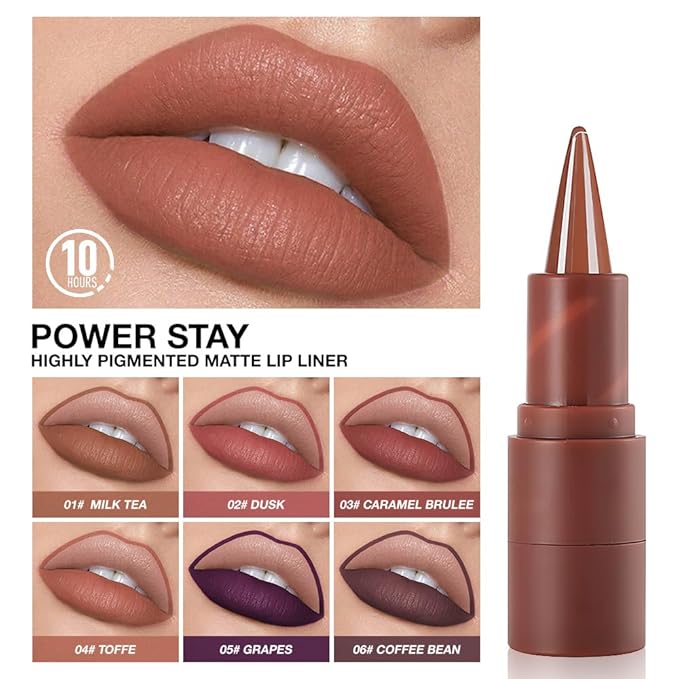 AMY'S DIARY Matte Crayon Lip Liner Lipstick Makeup, Precision Tip Matte Lip Crayon, Longwear Up To 24Hrs,Matt Lip Liner Make Up Smudge-Proof Lip Contour Waterproof for Women (Toffe, Regular)