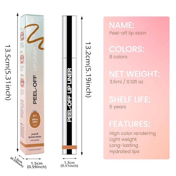 2Pcs Orange Brown& Orange Red Liquid Matte Lip Liner Stain Peel Off with Tweezer, Long Lasting Waterproof Matte Lipstick Lip Gloss Tattoo for Women, Transfer-prof Lip Tint Makeup for All Skin Types