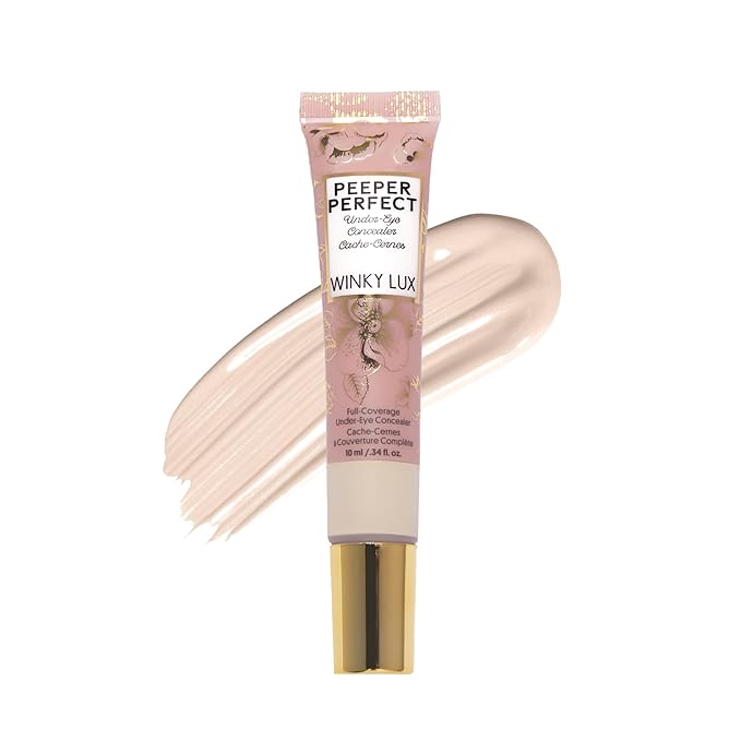 Winky Lux Peeper Perfect Under Eye Concealer, Makeup & Eye Brightener, Full Coverage Concealer for Dark Circles, Color Corrector & Eye Primer, With Collagen, Hyaluronic Acid & Vitamin E (Medium)