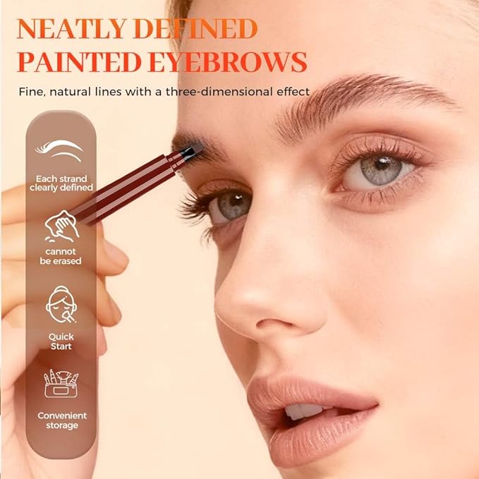 Microblading Eyebrow Pencils for Women,2026 Upgraded 3D Waterproof Eyebrow Pen,Long Lasting 4-Tip Brow Pencil, Eye Brow Pen for Natural Brows (Dark Brown)