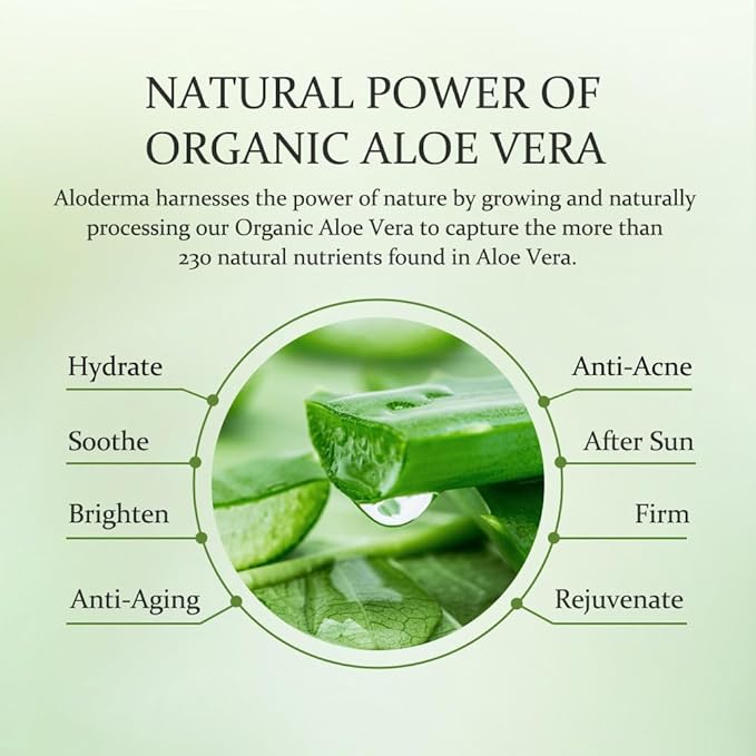 Aloderma Age-Defying Aloe Flower Essence Gel with 24K Gold Leaf, Made within 12 Hours of Harvest - Luxurious Aloe Gel with Allantoin & Hyaluronic Acid for a Shimmering, Youthful Complexion, 7oz 2-Pack