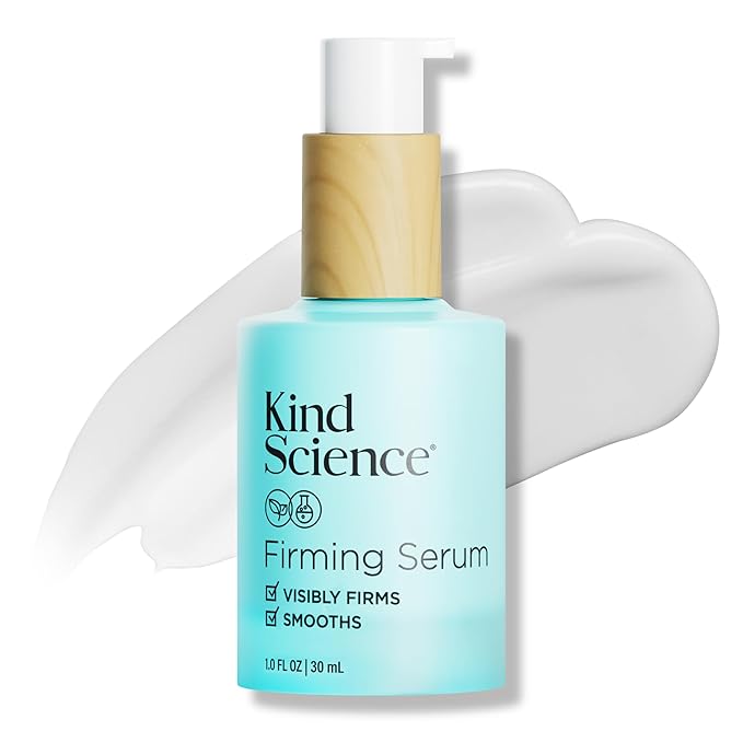 Kind Science Firming Face Serum for Women - Hyaluronic Acid Serum for Face Visibly Smooths Wrinkles - Bakuchiol Retinol Alternative with Peptides - Anti Aging Skin Care for Sensitive Skin, 1 fl oz