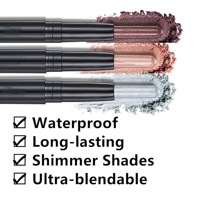 Light Gold Eyeshadow Stick Makeup, Cream Shimmer Eye Shadow Pencil, Hypoallergenic Waterproof Long Lasting Crayon, Smooth Glitter Primer Palette Eyeliner Make up