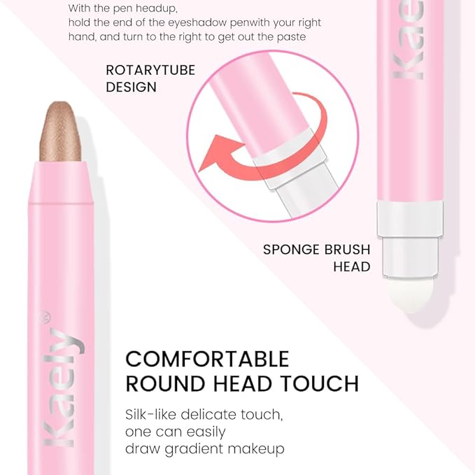 evpct 2Pcs Cream Eye Shadow Brightener Sticks Set for Eyes Waterproof, Sand & Blonde Shimmer Cream Eyeshadow Applicator Stick Long Lasting Pigmented Eye Makeup sombras en crema para ojos 25+38