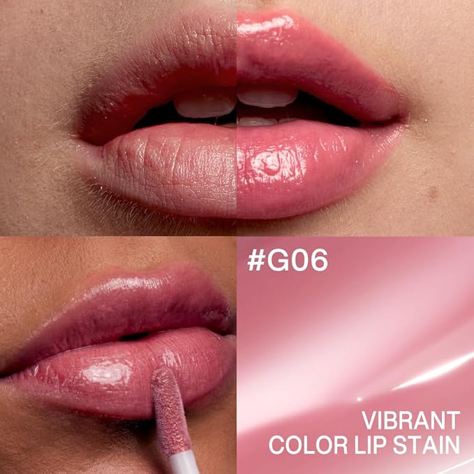 INTO YOU Lip Stain Long Lasting, Lip Gloss, Lip Tint, Lip Plumper Gloss, Glitter Lip Gloss, Liquid Lipstick, Vivid Color, Smudge-Proof, Lightweight, Naturally Moisturizing, Lip Oil For Dry Lips (G06)